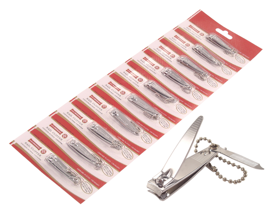 Mundial Classic Line 2.20" Chrome Nail Clipper, 10 Piece Strip