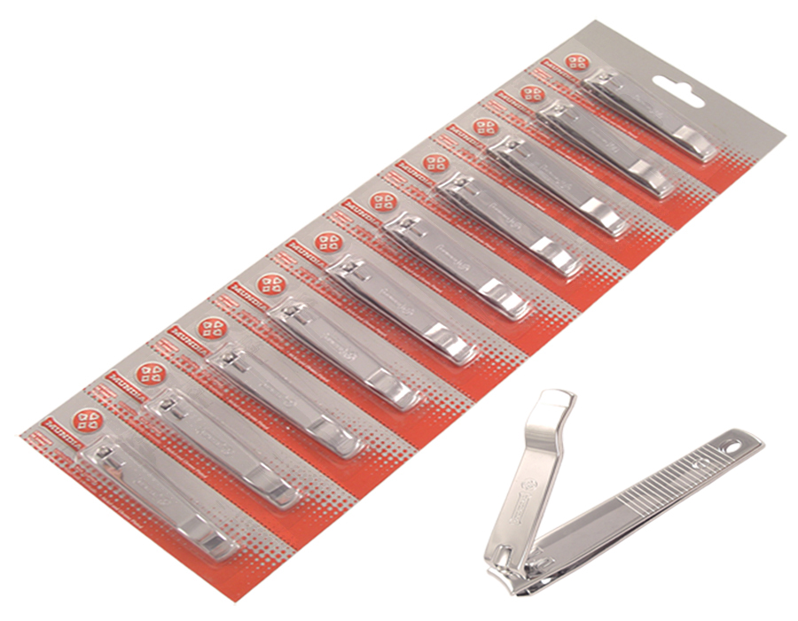 Mundial Classic Line 3.50" Chrome Toe Nail Clippers, 10 Piece Strip