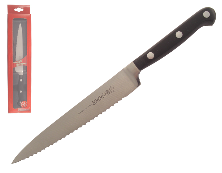 Mundial 5100 Series 6" Serrated Edge Utility Knife (Black Handle)