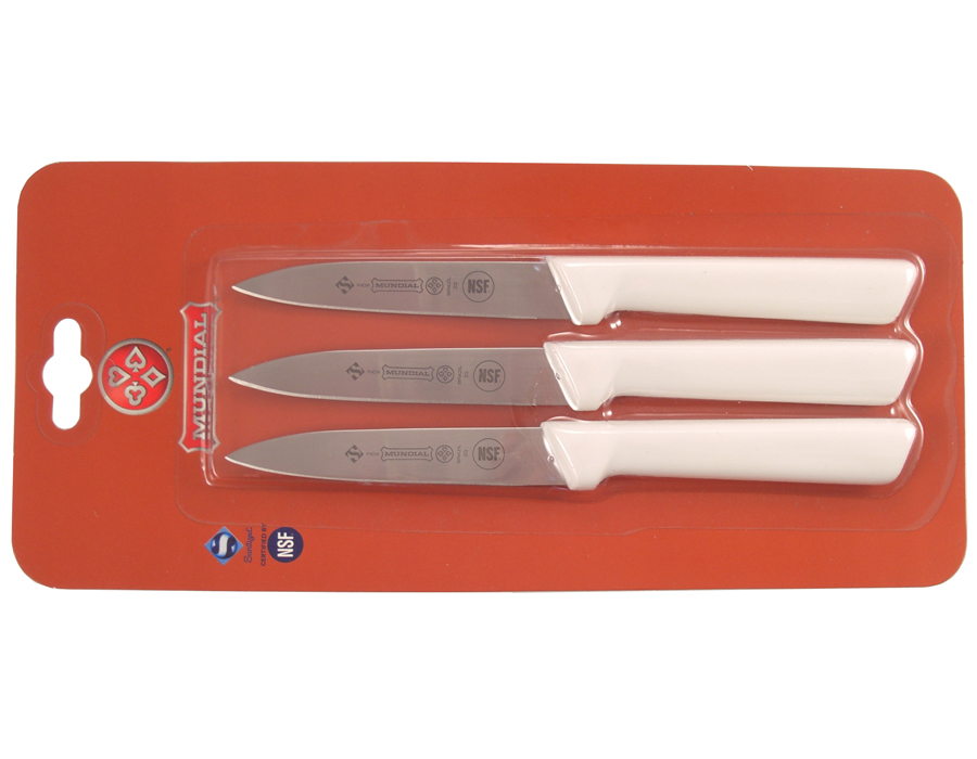 Mundial 5600 Series 4" Spear Point Paring Knife, Set of 3 (White Handle)
