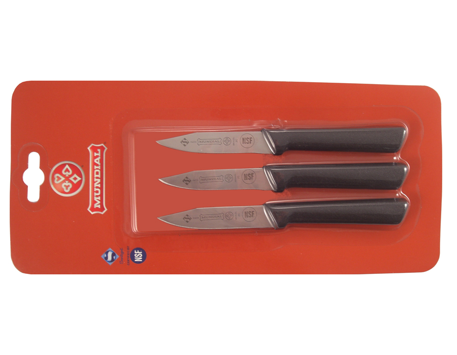 Mundial 5600 Series 3" Clip Point Paring Knife, Set of 3 (Black Handle)
