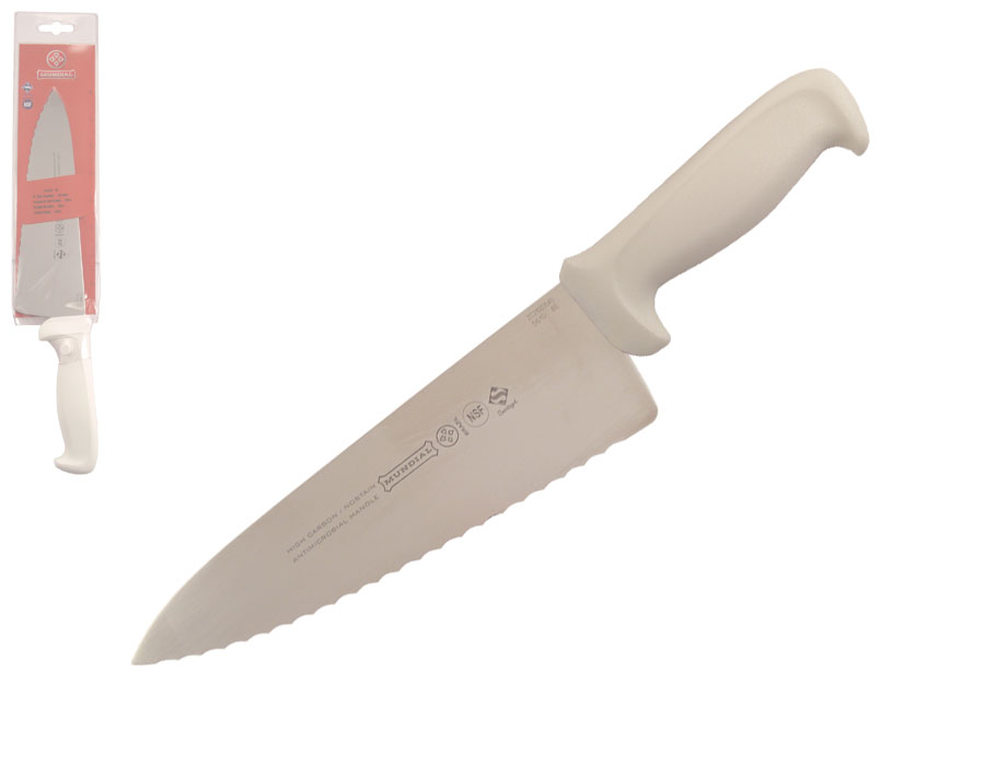 Mundial 5600 Series 8" Serrated Egde Cook's Knife (White Handle)