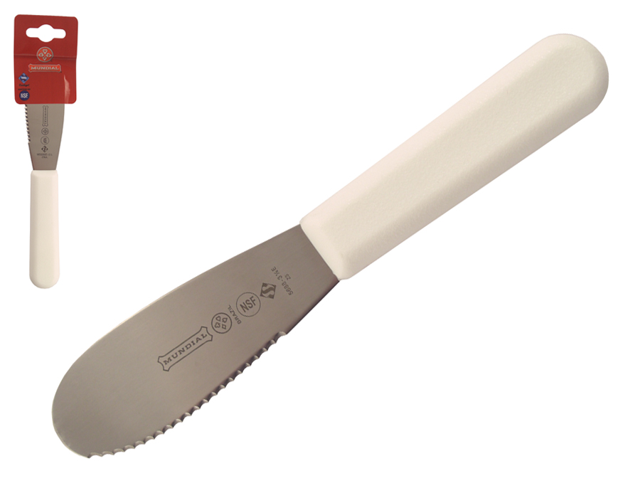 Mundial 5600 Series 3.50" Scolloped Edge Sandwich Spreader (White Handle)