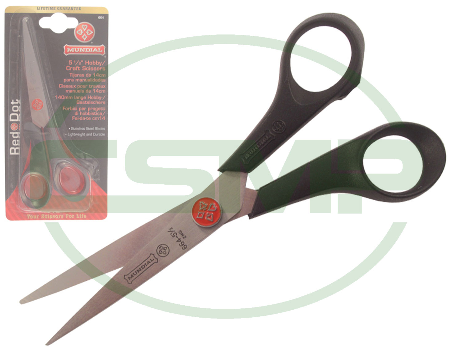 664 5-1/2" MULTI-USE SCISSOR MUNDIAL RED DOT