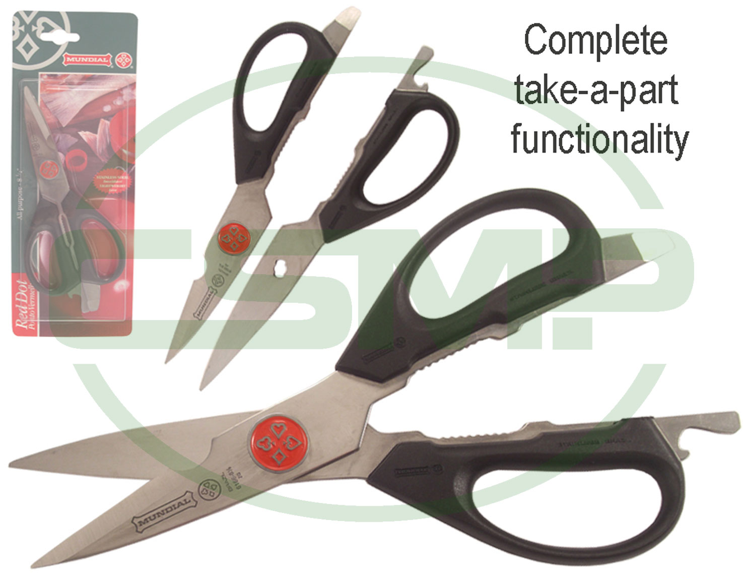 666 8-1/2" KITCHEN SHEARS MUNDIAL RED DOT