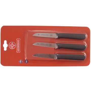 Mundial 5600 Series 3" Sheep's Foot Paring Knife, Set of 3 (Black Handle)