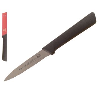 Mundial 5600 Series 4" Serrated Edge Spear Point Paring Knife (Black Handle)