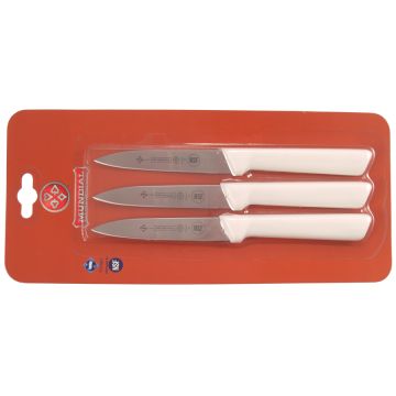 Mundial 5600 Series 4" Spear Point Paring Knife, Set of 3 (White Handle)