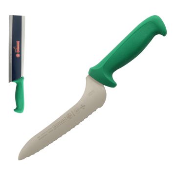 Mundial 5600 Series 7" Offset Serrated Edge Sandwich Knife (Green Handle)