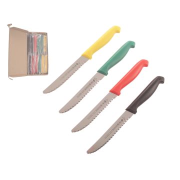 6629-4-1/4" SERRATED KNIFE - 12PC MIXED COLOURS