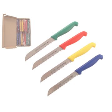 6649-4-1/2" SERRATED KNIFE - 12PC MIXED COLOURS