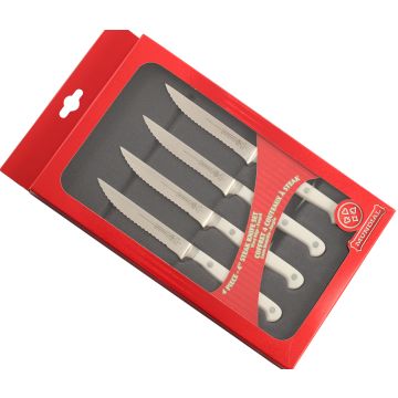 Mundial 5100 Series 4" Serrated Edge Steak Knife Set (White Handle)