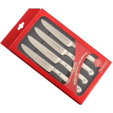 Mundial 5100 Series 5" Serrated Edge Steak Knife Set (White Handle)