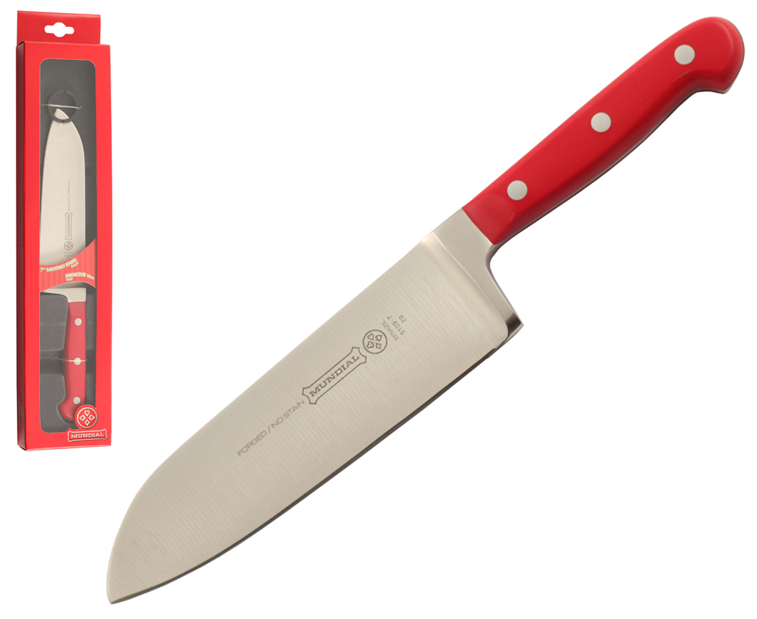 Mundial 5100 Series 7" Santoku Chef's Knife (Red Handle)