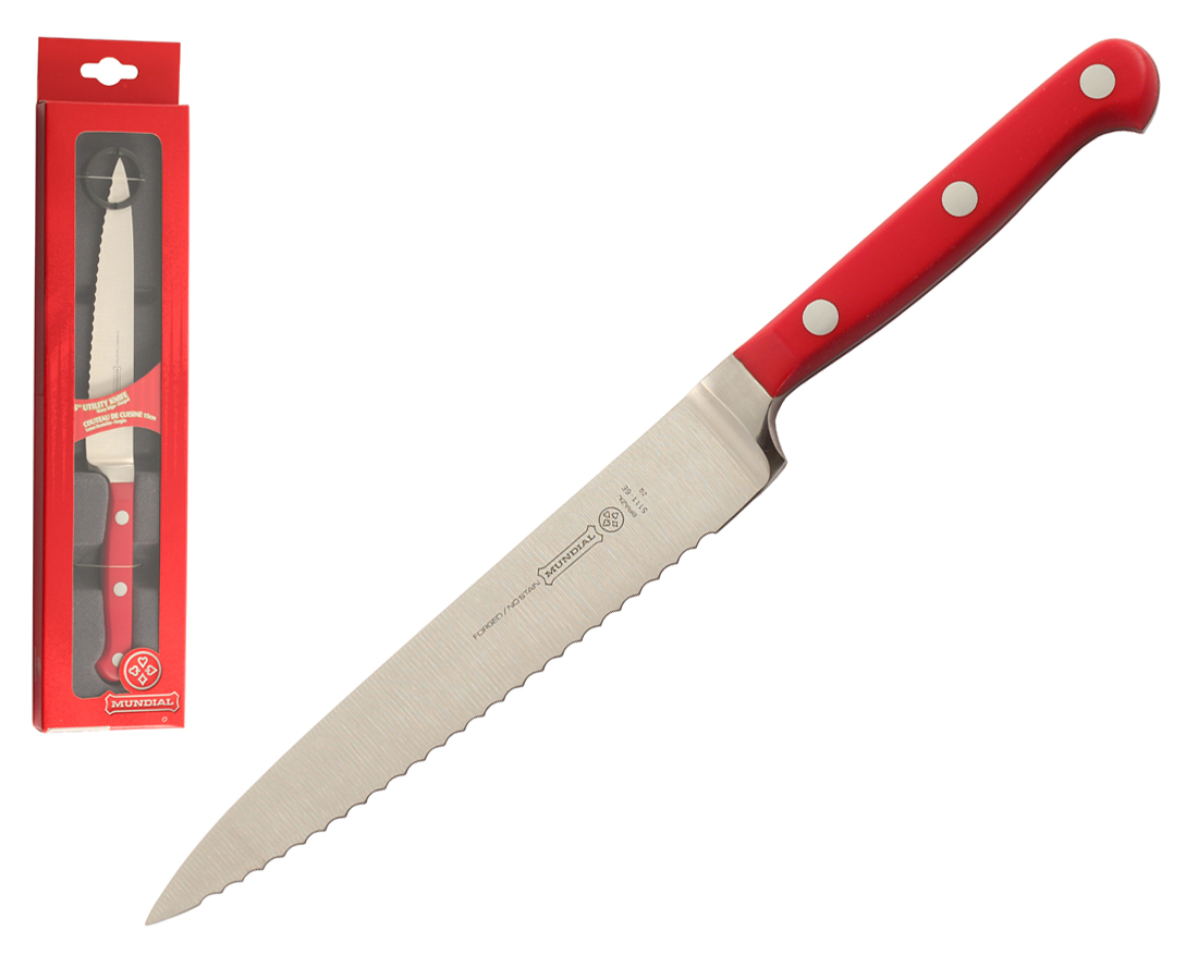 Mundial 5100 Series 6" Serrated Edge Utility Knife (Red Handle)