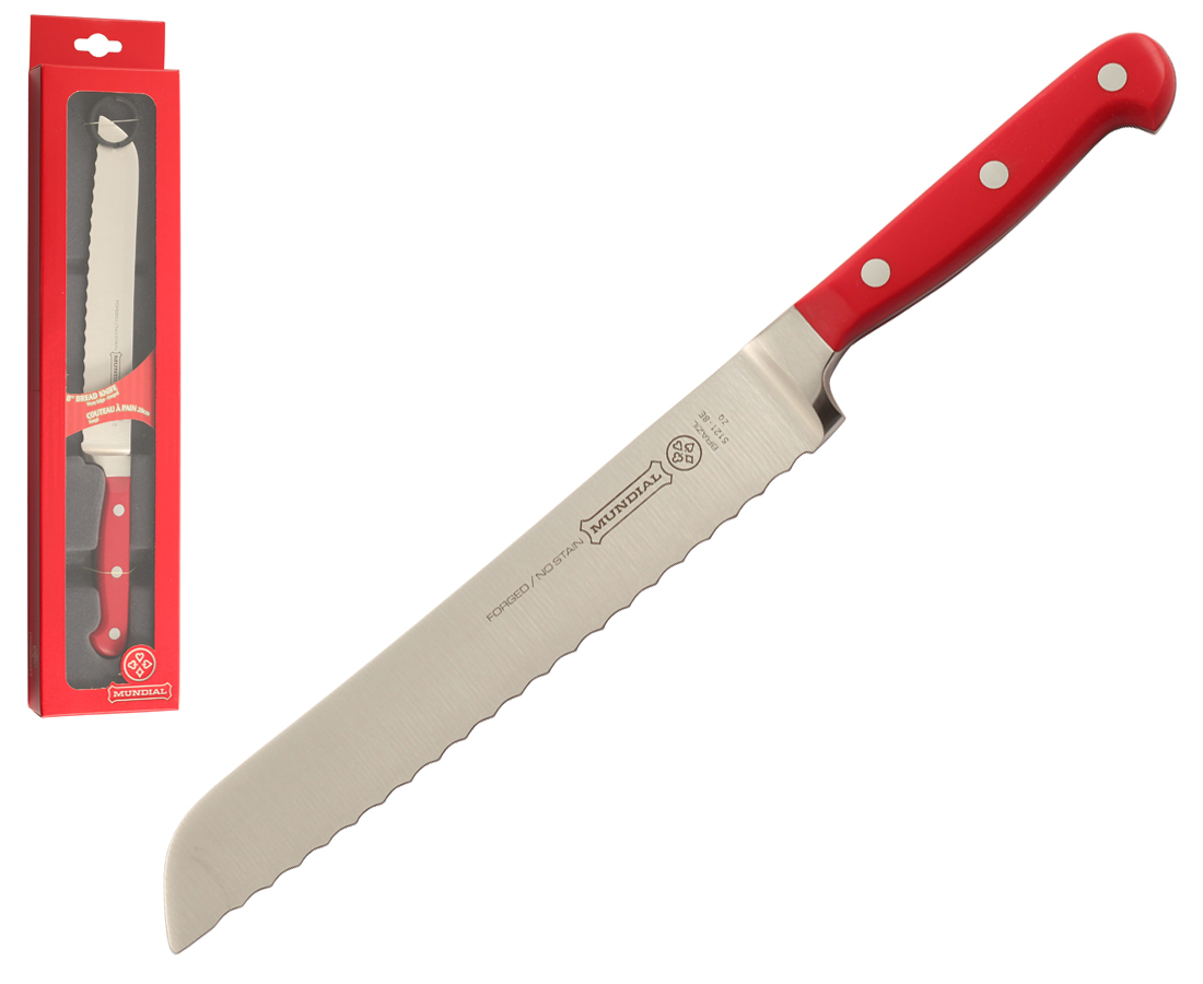Mundial 5100 Series 8" Serrated Edge Bread Knife (Red Handle)