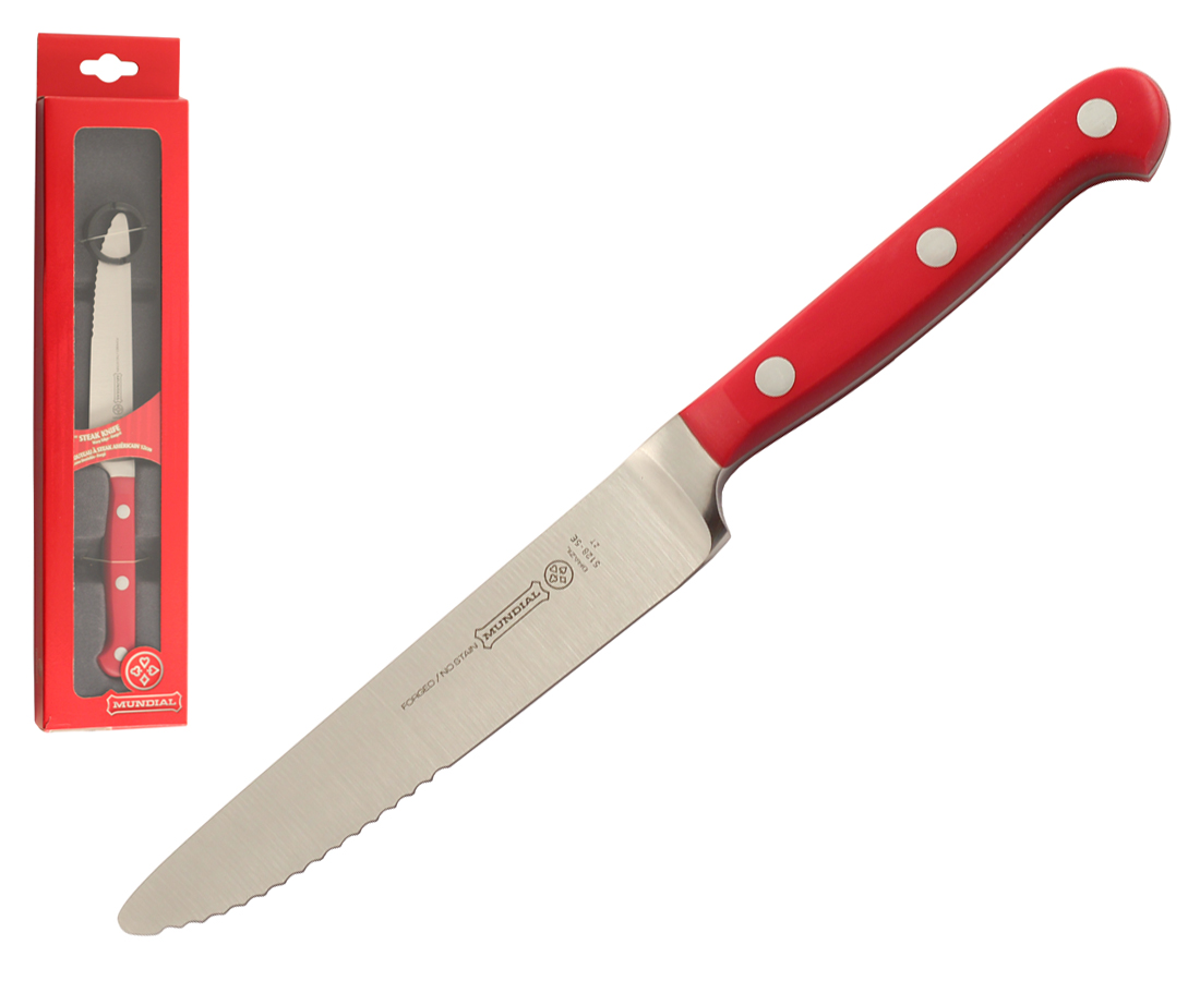 Mundial 5100 Series 5" Serrated Edge Steak Knife (Red Handle)