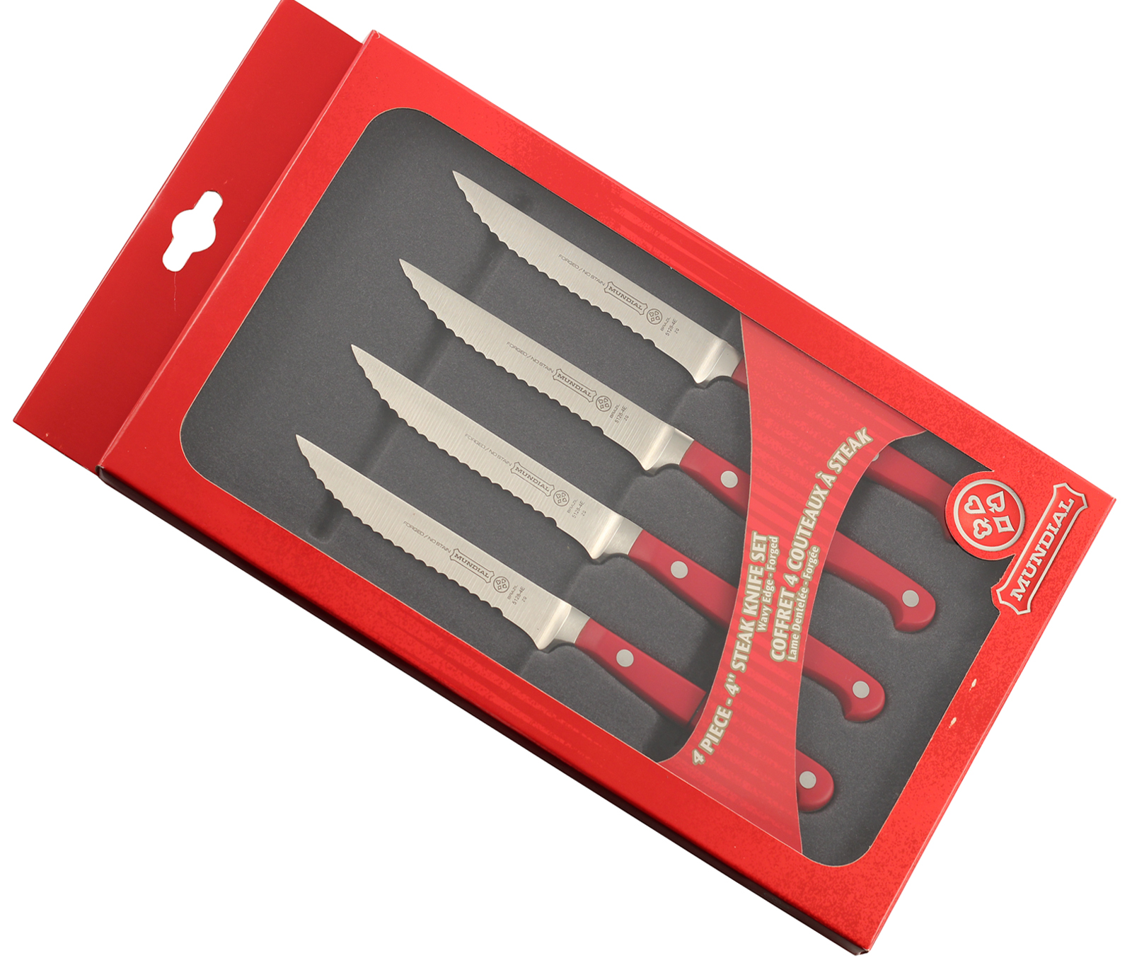 Mundial 5100 Series 4" Serrated Edge Steak Knife Set (Red Handle)