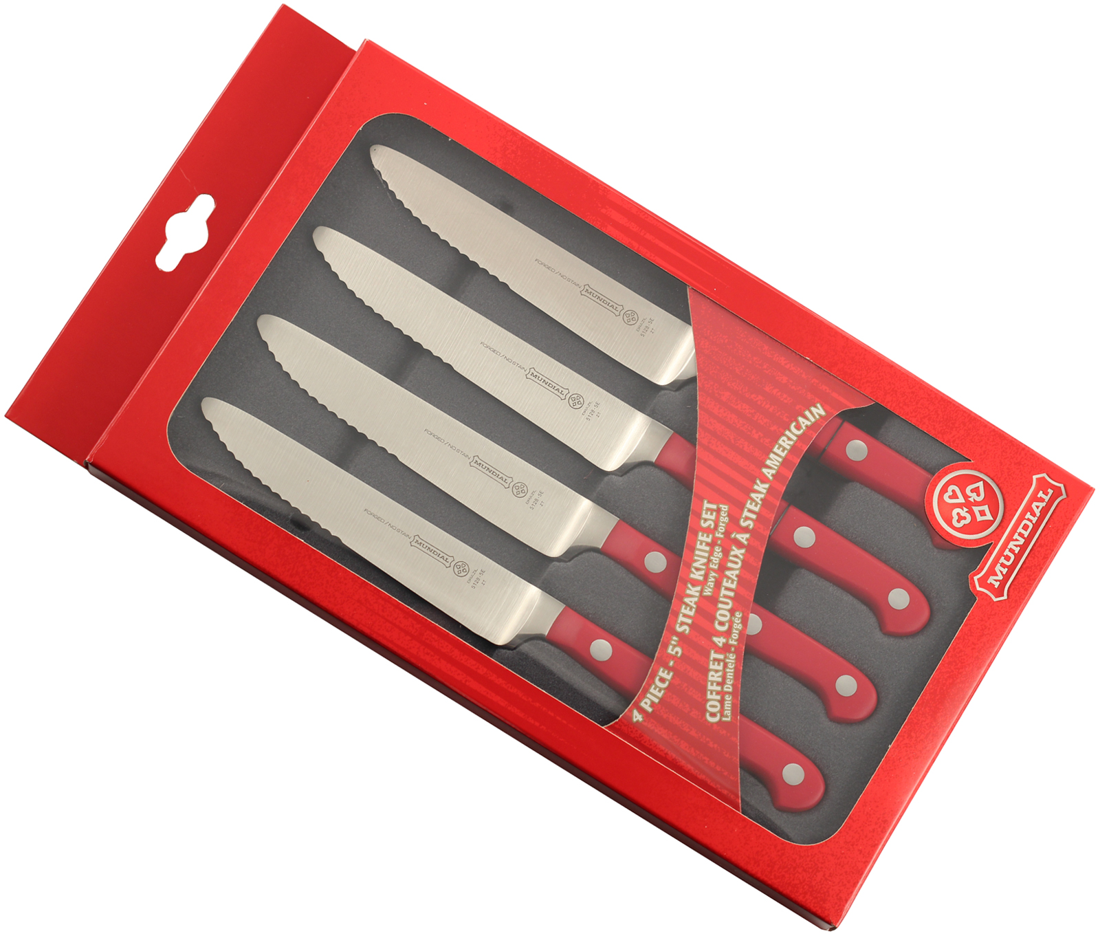 Mundial 5100 Series 5" Serrated Edge Steak Knife Set (Red Handle)