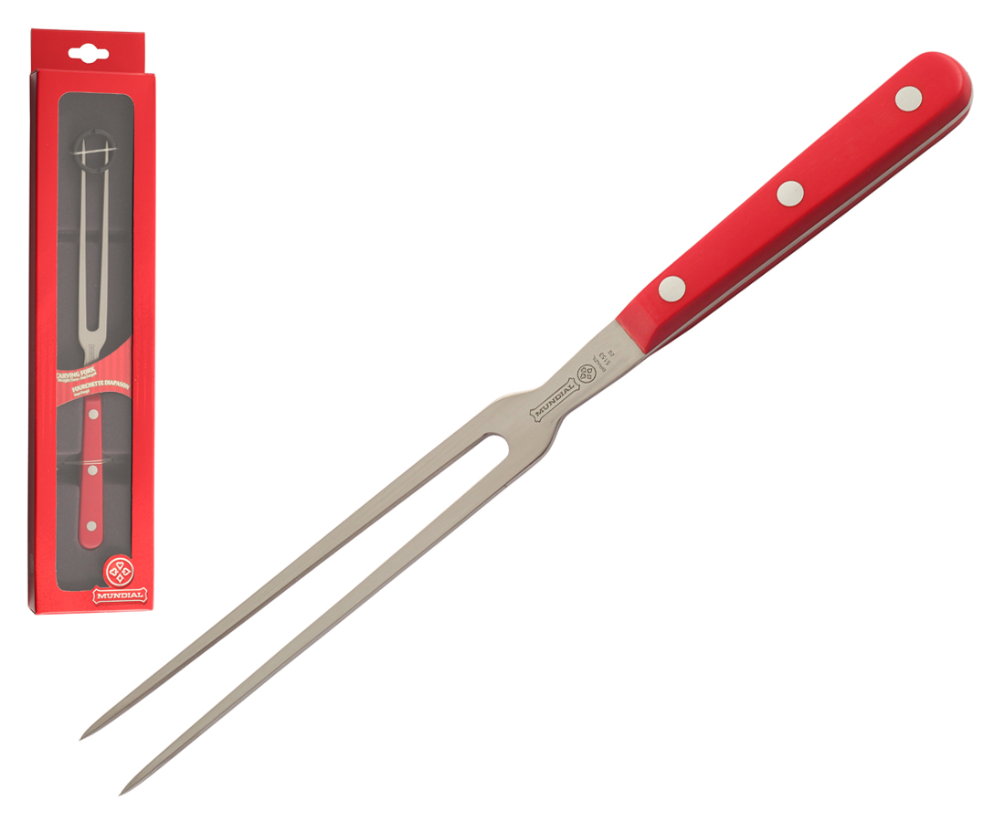 Mundial 5100 Series 7" Straight Tines Carving Fork (Red Handle)