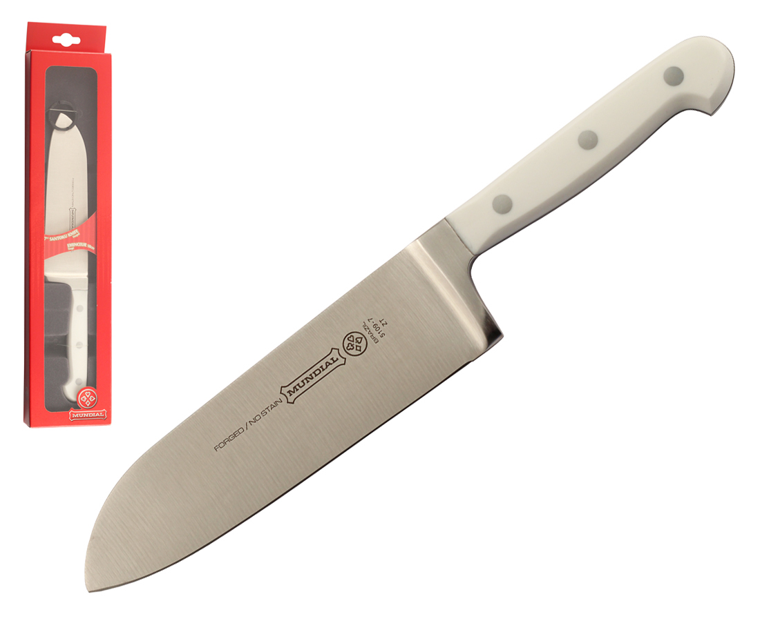 Mundial 5100 Series 7" Santoku Chef's Knife (White Handle)