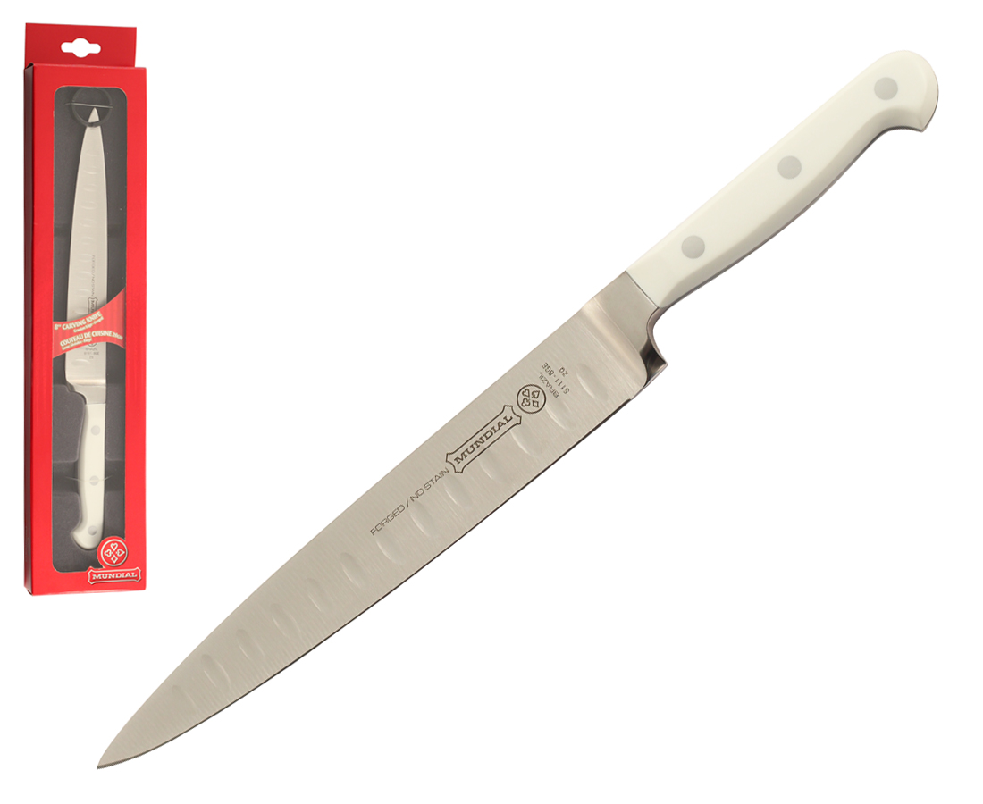 Mundial 5100 Series 8" Hollow Edge Carving Knife (White Handle)