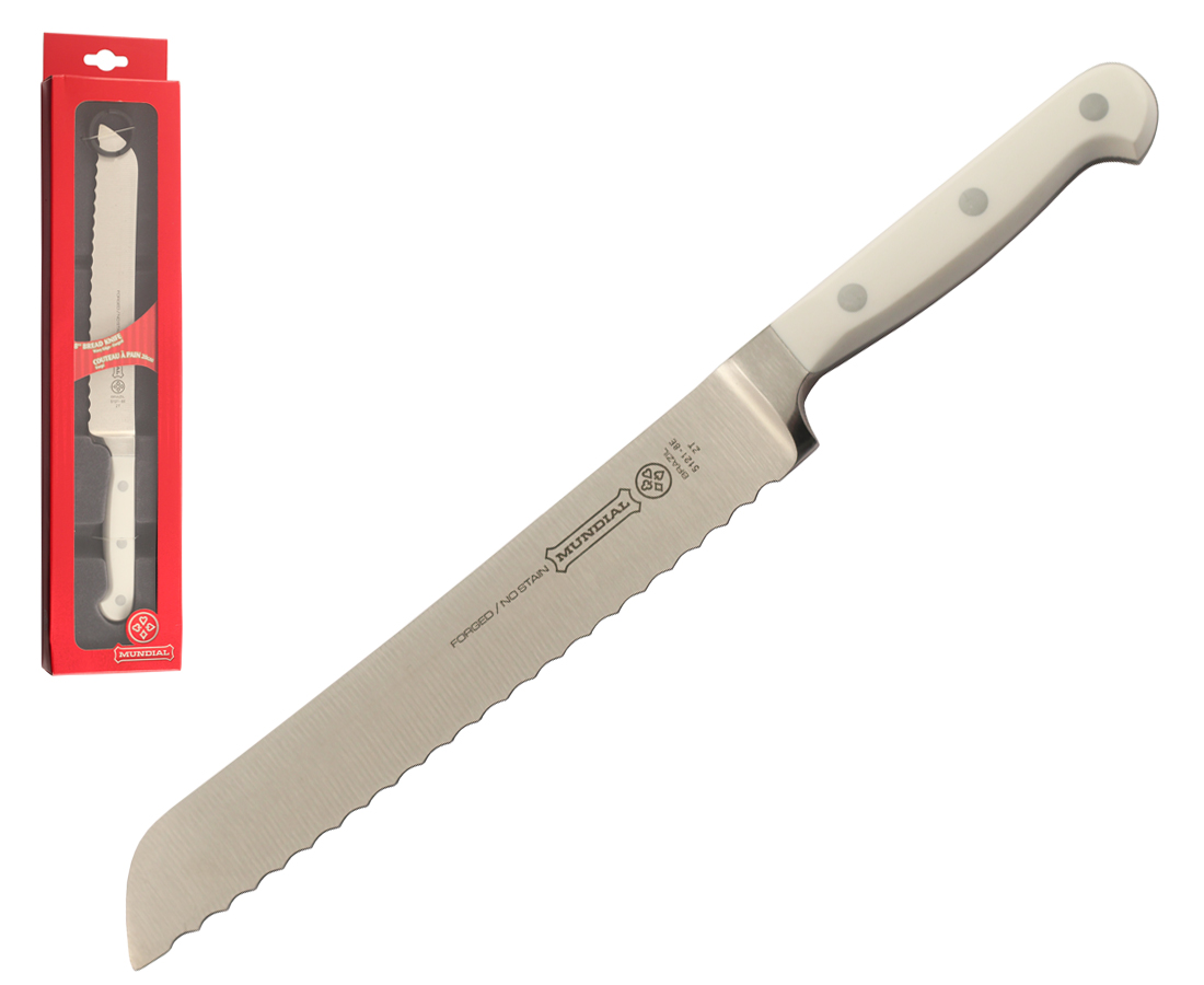 Mundial 5100 Series 8" Serrated Edge Bread Knife (White Handle)