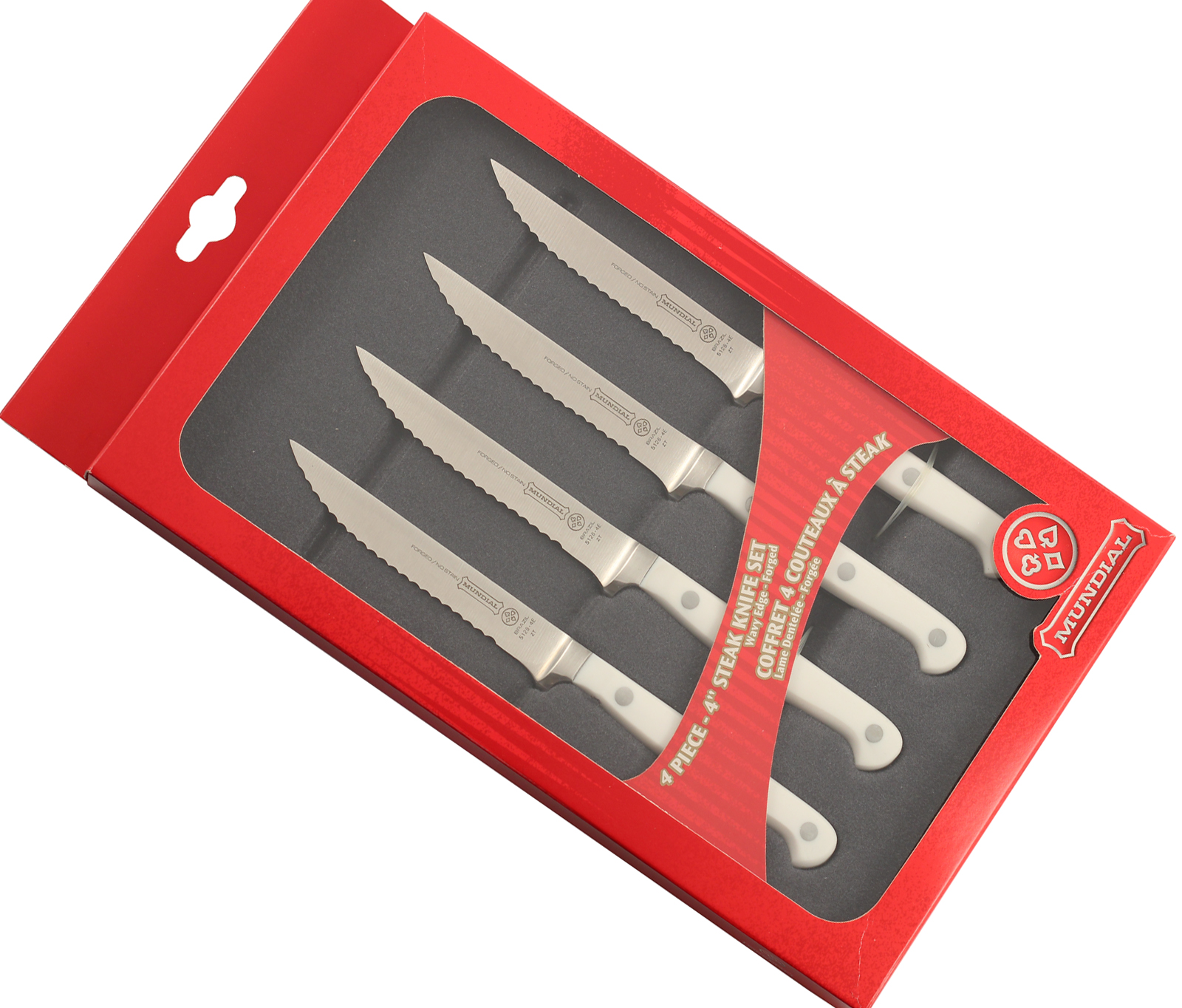 Mundial 5100 Series 4" Serrated Edge Steak Knife Set (White Handle)