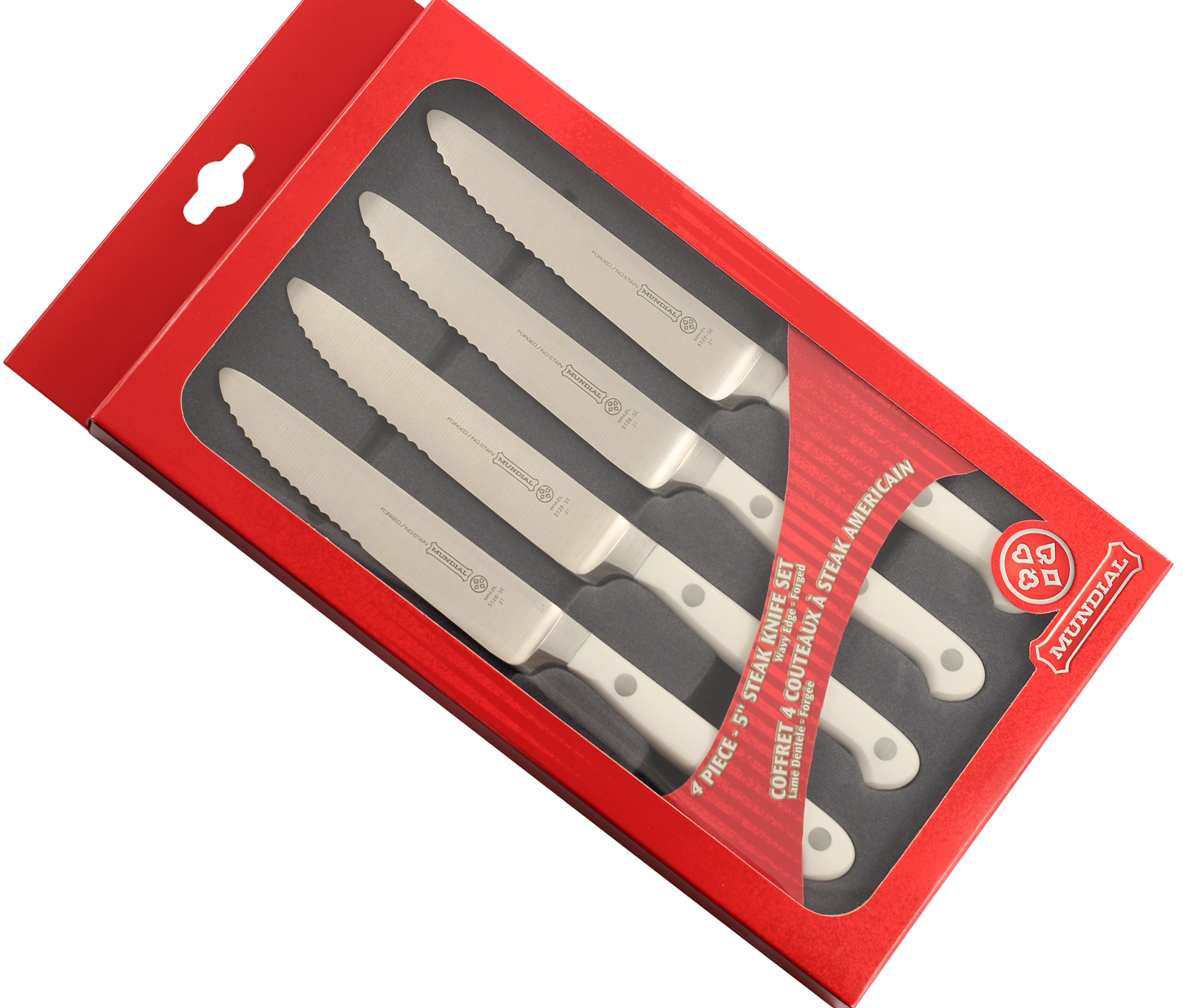 Mundial 5100 Series 5" Serrated Edge Steak Knife Set (White Handle)