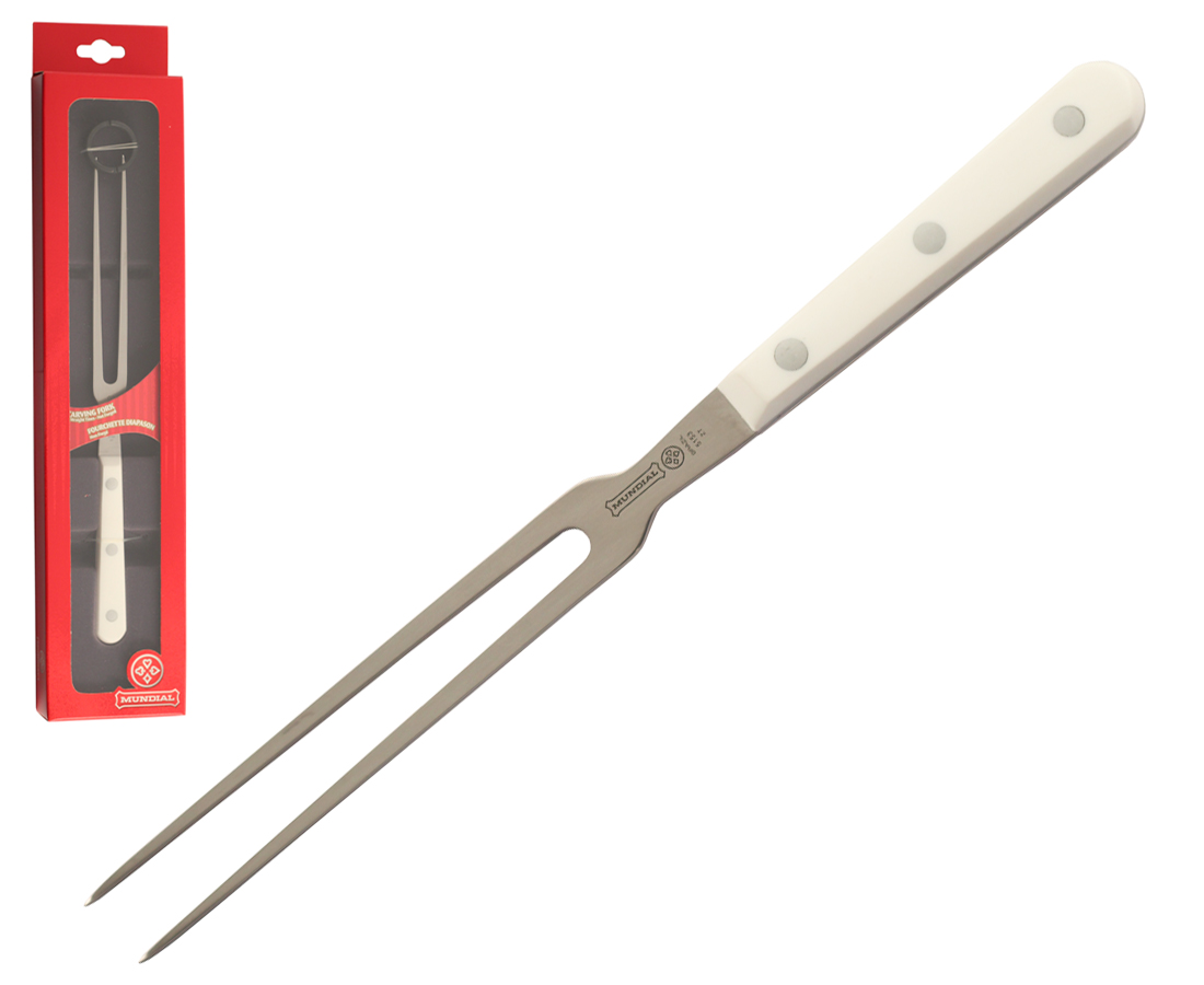 Mundial 5100 Series 7" Straight Tines Carving Fork (White Handle)